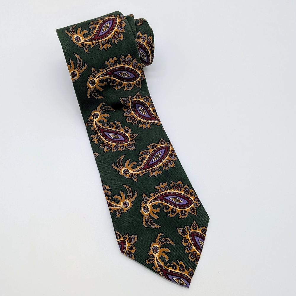 Lands' End Green and Purple Paisley Tie Classic Accessories